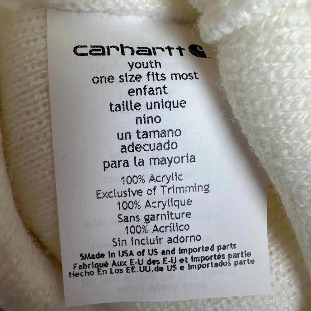 CARHARTT YOUTH BENIE HAT O/S White NWOT